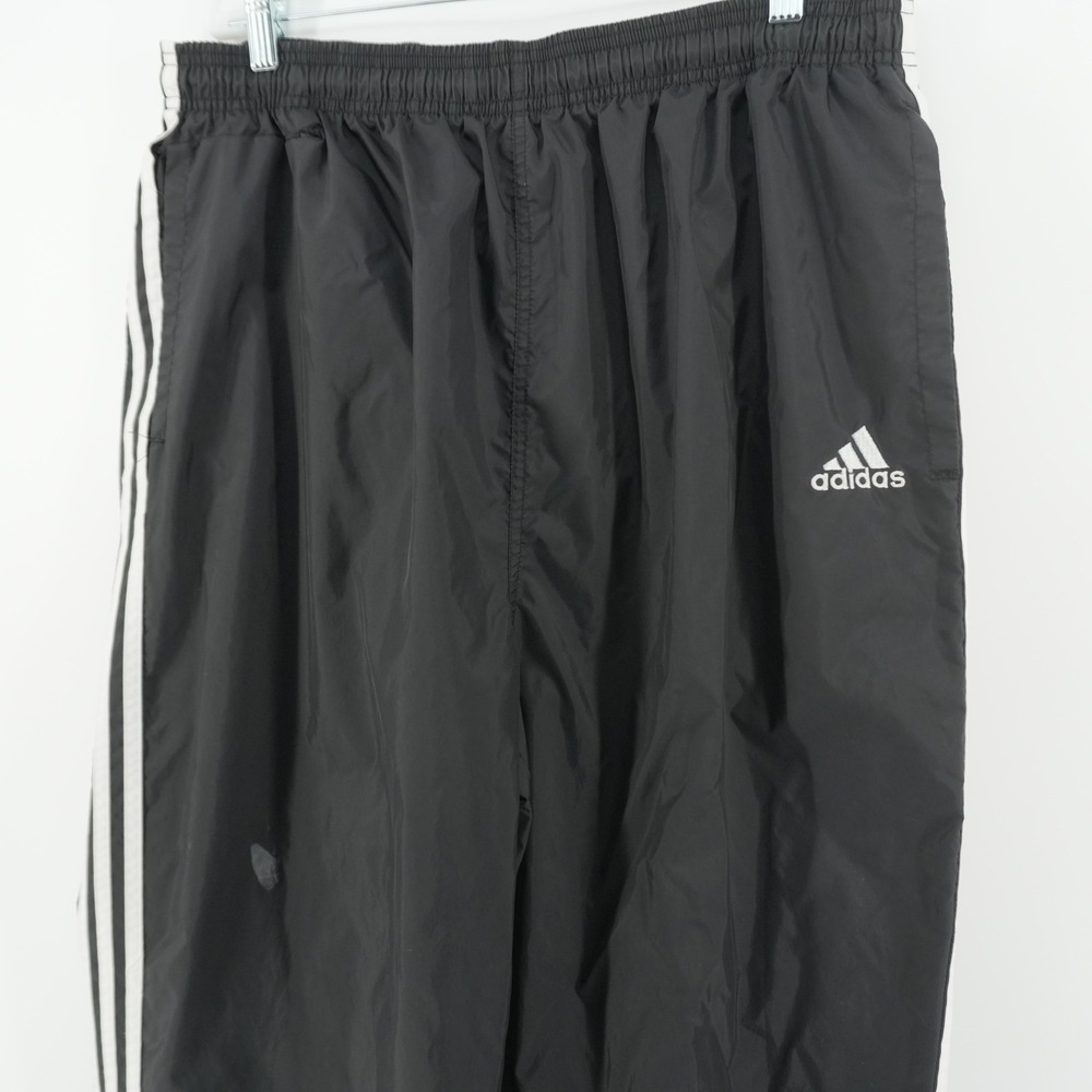 Adidas Track Pants Mens XXL Black White Stripe Vintage Windbreaker Joggers Y2K